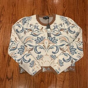 NVLT Floral Knit Sweater in Blue and Brown